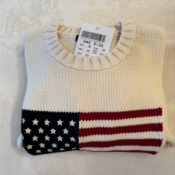 Brandy Melville brandy new NWT NICO AMERICAN FLAG SWEATER white cable knit polo - Picture 4 of 8